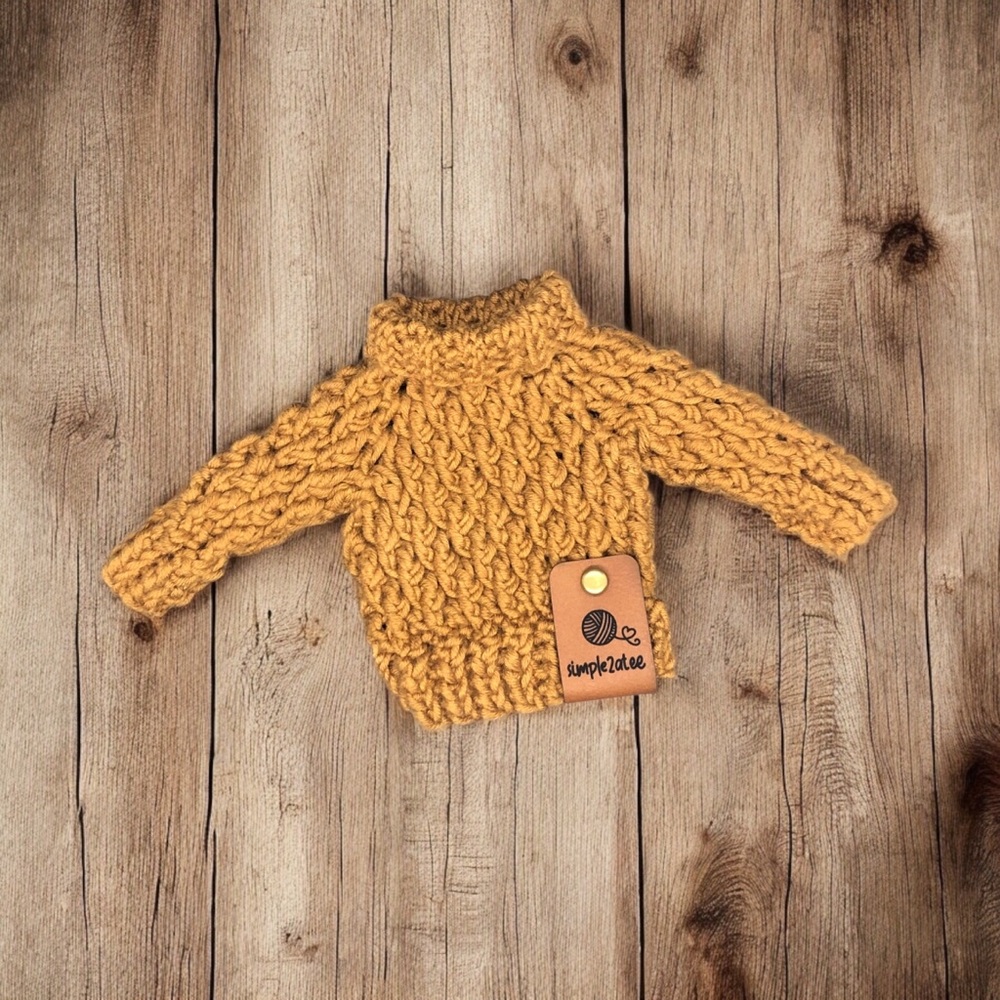 Handmade Mini Alpine Knit Ornament Sweater, Gift Tag 3”x4”